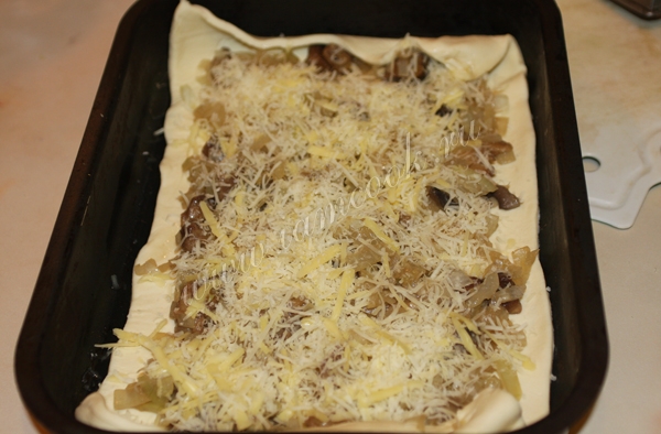 Начинка из грибов и лука на тесте