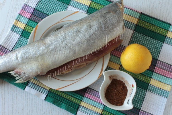 Ингредиенты для приготовления горбуши на пару в мультиварке