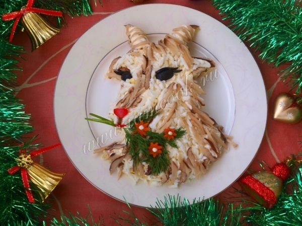 Рецепт новогоднего салата Коза