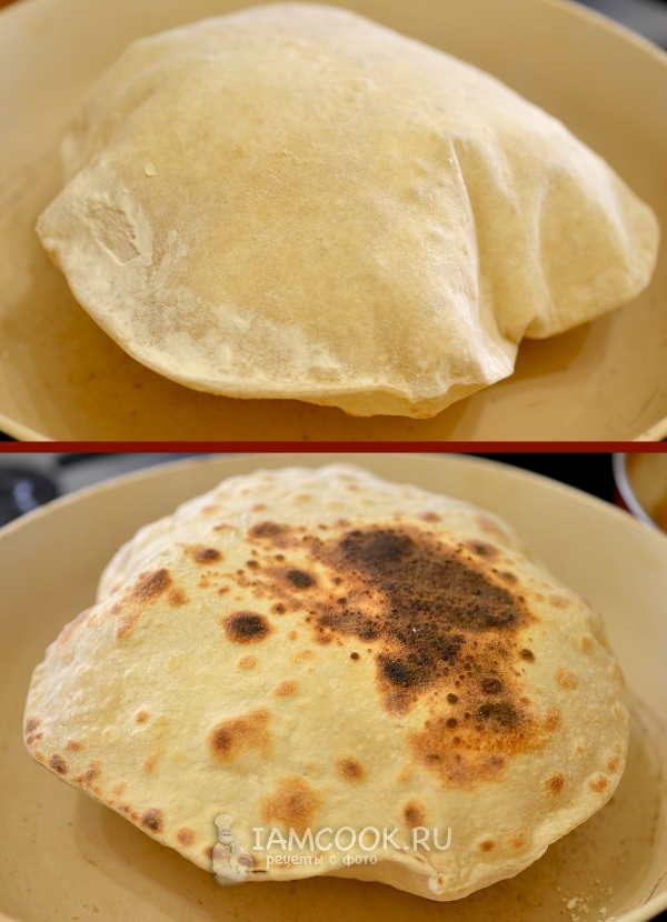 Индийские чапати на сковороде