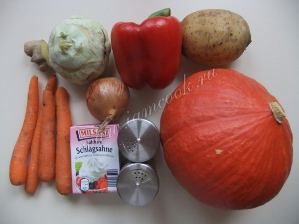 Ингредиенты для тыквенного супа пюре