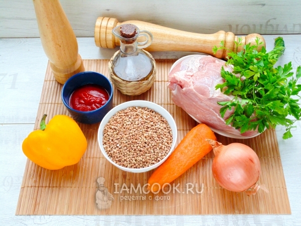 Ингредиенты для гречки по-купечески в мультиварке