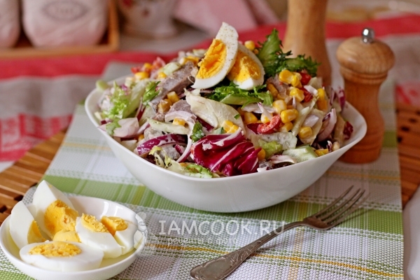 Рецепт салата из говядины и маринованного перца