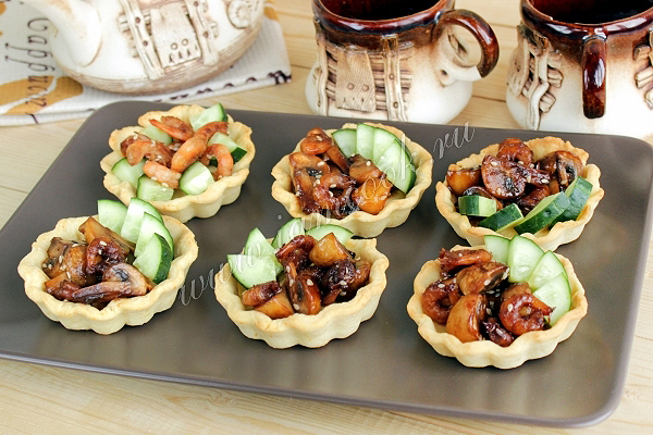 Закуска из креветок в тарталетках