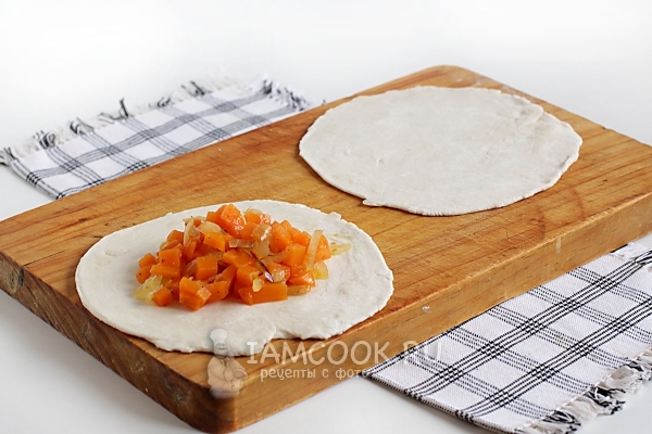 Уложить начинку на тесто