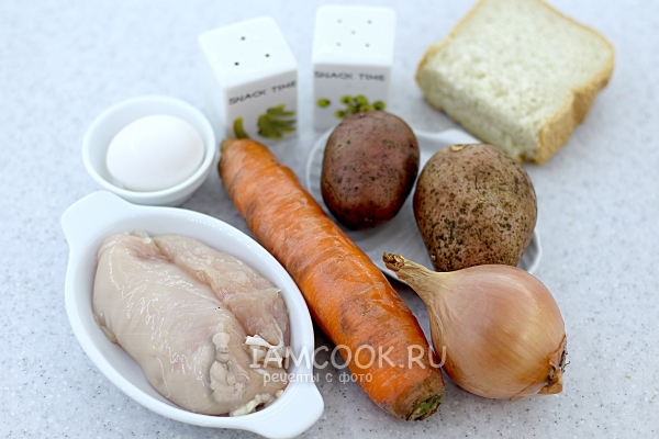 Ингредиенты для супа с куриными клёцками