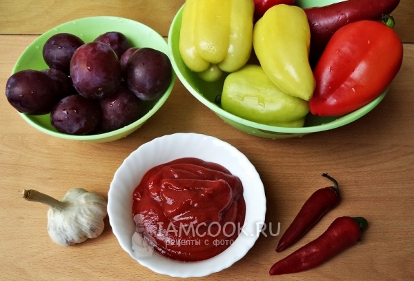 Ингредиенты для аджики из слив на зиму