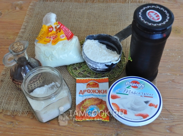 Ингредиенты для пирога с вишнёвой начинкой и маскарпоне