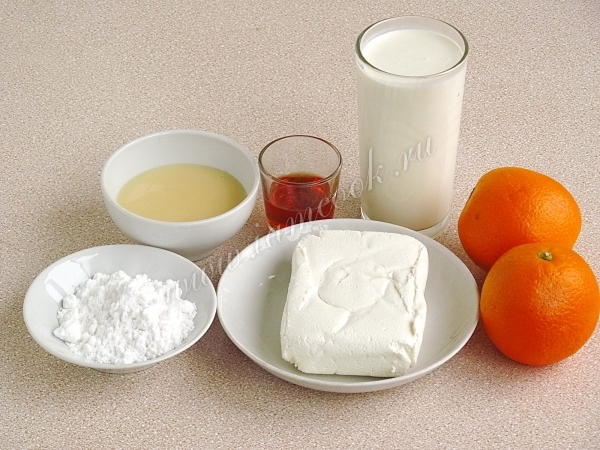 Ингредиенты для творожно-апельсинового десерта