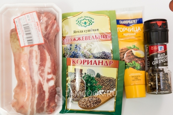 Ингредиенты для грудинки, запеченной с горчицей