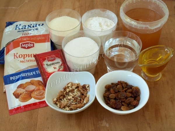 Ингредиенты для медовой коврижки