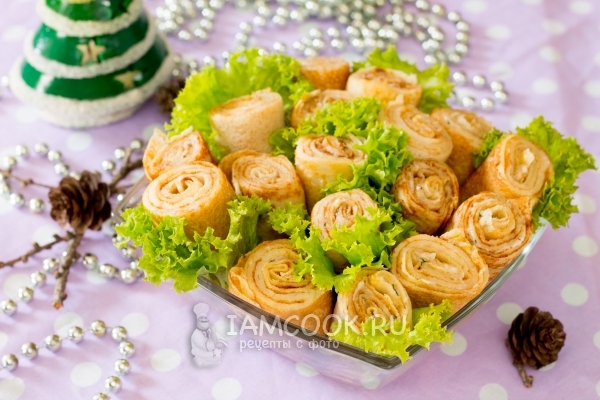 Фото блинных рулетиков с селедкой