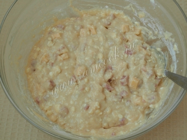 Тесто для кексов с ветчиной и сыром