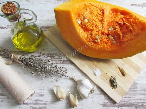 Ингредиенты для запекания тыквы с чесноком