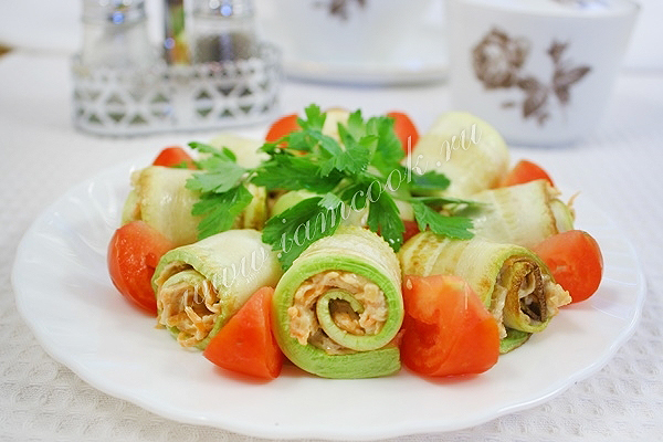 Рецепт рулетиков из кабачков