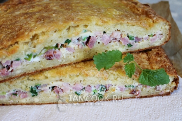 Рецепт пирога из творожного теста с корейкой