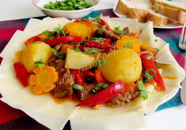 Рецепт овощей с мясом по узбекски