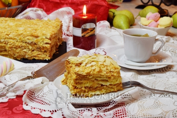 Рецепт торта «Наполеон» из готового слоёного теста