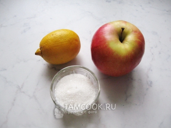 Лимон, яблоко и сахар