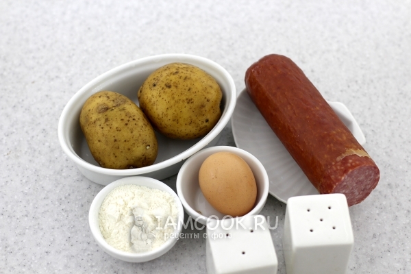 Ингредиенты для картофельных драников с колбасой