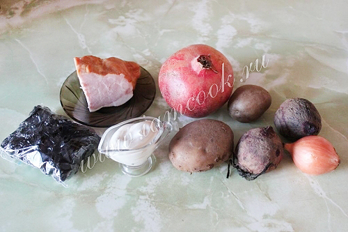 Ингредиенты для салата «Гранатовый браслет»