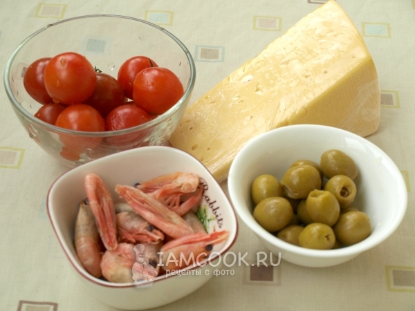 Ингредиенты для канапе с креветками