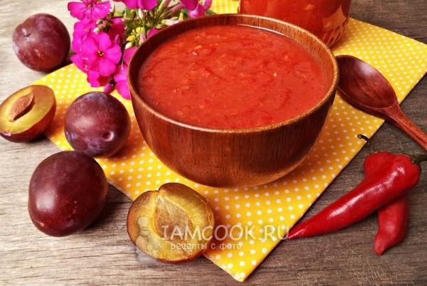 Фото аджики из слив на зиму