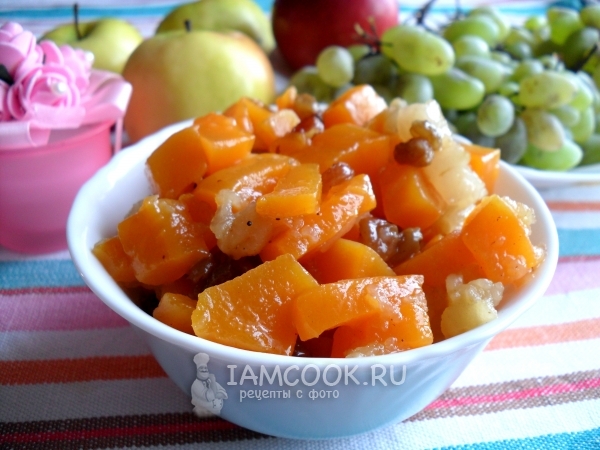 Фото десерта из тыквы и яблок на сковороде