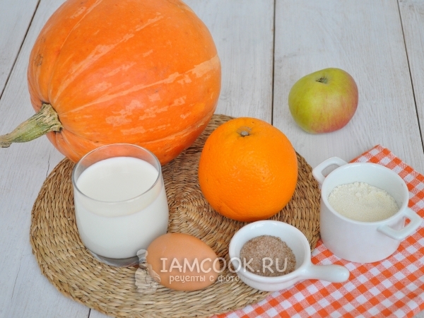 Ингредиенты для запеканки из тыквы с манкой