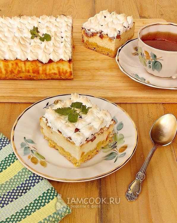 Фото творожного пирога с персиками