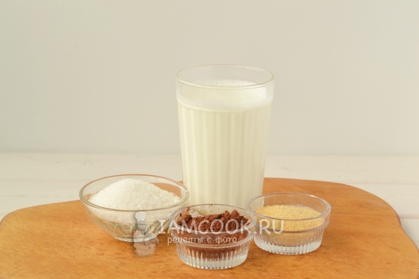 Ингредиенты для желе из какао