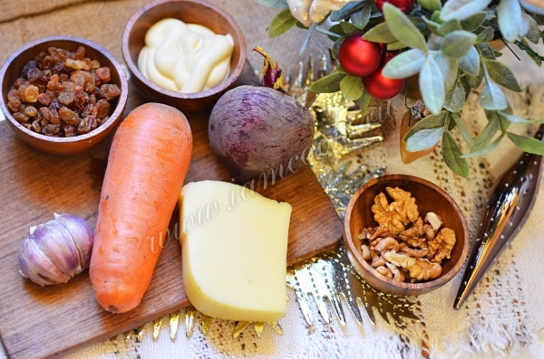 Ингредиенты для свекольного салата с изюмом