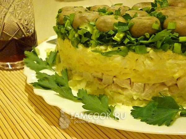 Готовый салат-перевертыш «Грибная поляна»