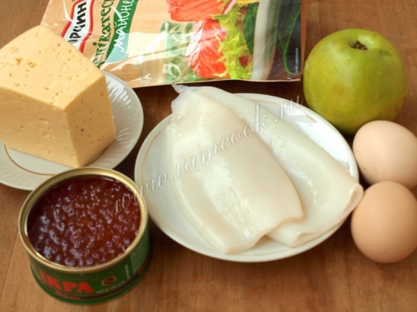 Ингредиенты для салата Ракушка