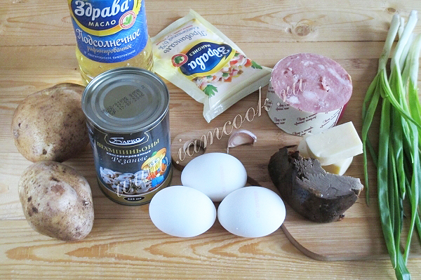 Ингредиенты для классического рецепта салата гнездо глухаря