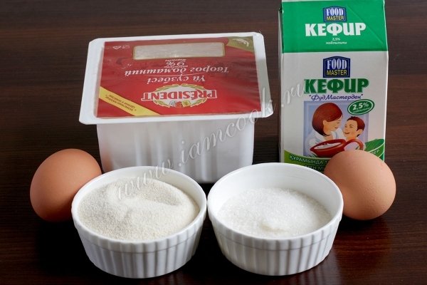ингредиенты для диетической творожной запеканки