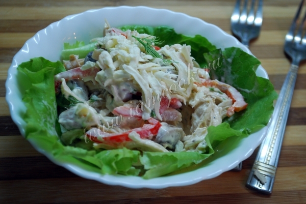 Рецепт куриного салата с ветчиной