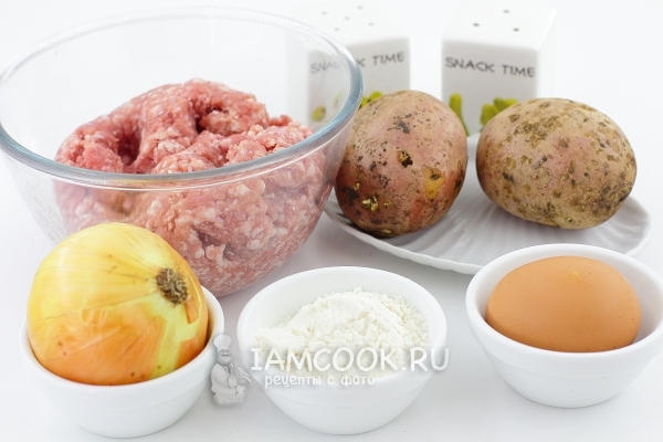 Ингредиенты для вкусных картофельных клецек с мясом