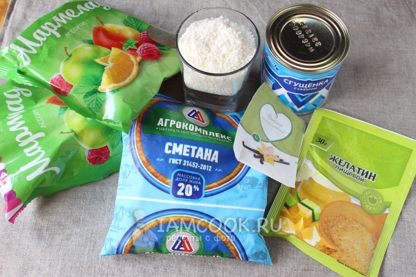 Ингредиенты для торта «Самоцветы»