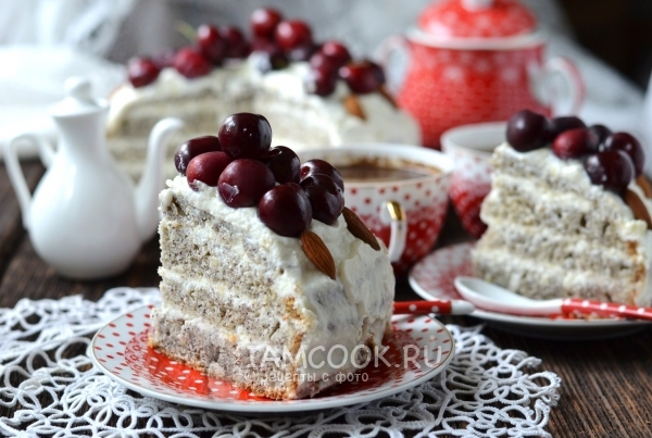 Фото макового торта с творожным кремом