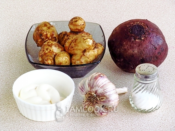 Ингредиенты для салата из топинамбура и свёклы