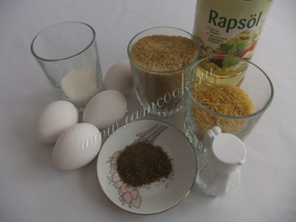 Ингредиенты для гарнира - булгур с яйцом