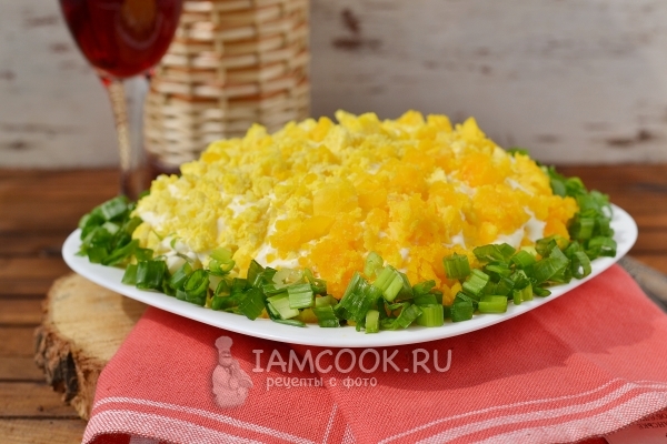 Фото салата «Мимоза» с сардиной