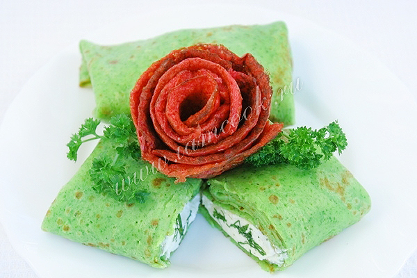 Зеленые блины со шпинатом