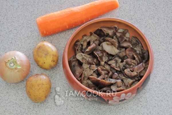 Ингредиенты для вкусного грибного супа из замороженных грибов