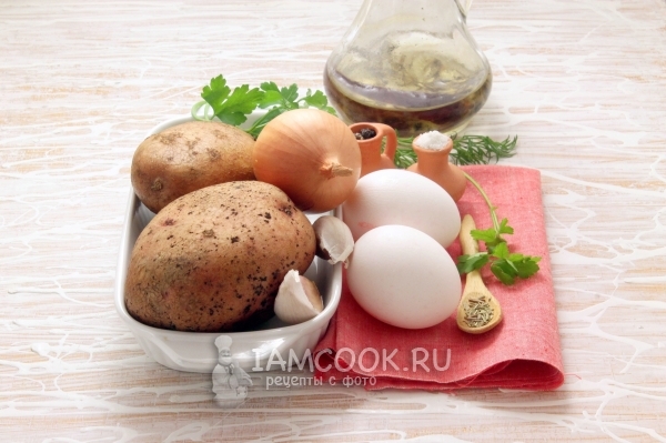 Ингредиенты для картофельной тортильи по-испански в домашних условиях