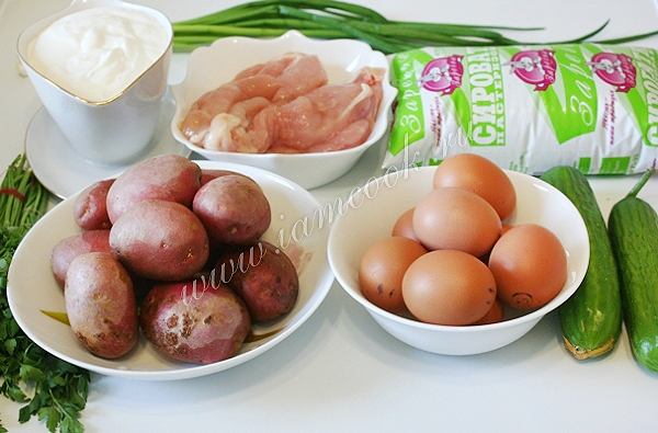 Ингредиенты для окрошки на сыворотке