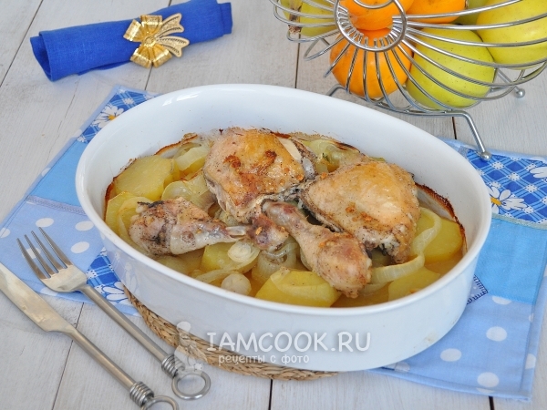 Фото куриных ножек с картошкой в духовке