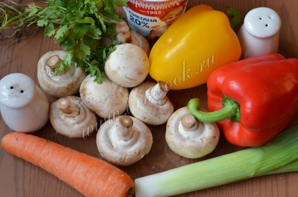 Ингредиенты для фарширования перца грибами