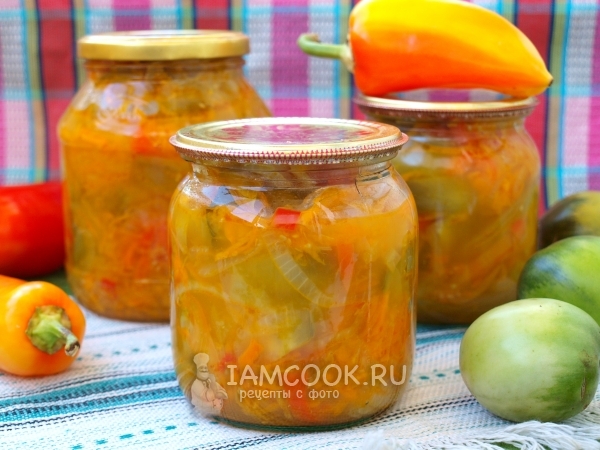 Фото салата из зелёных помидоров на зиму